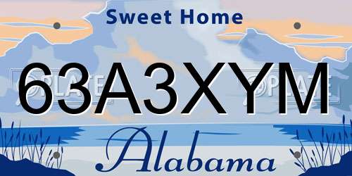 63A3XYM Alabama License Plate