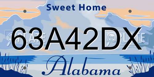 63A42DX Alabama License Plate