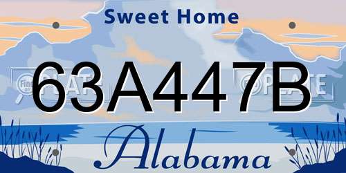 63A447B Alabama License Plate