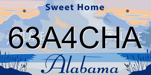 63A4CHA Alabama License Plate