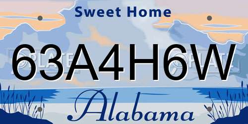 63A4H6W Alabama License Plate
