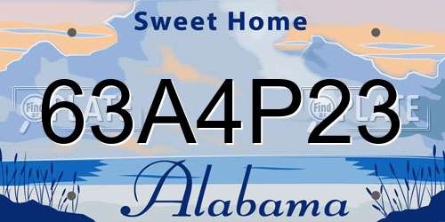 63A4P23 Alabama License Plate