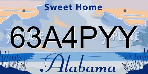 63A4PYY Alabama License Plate