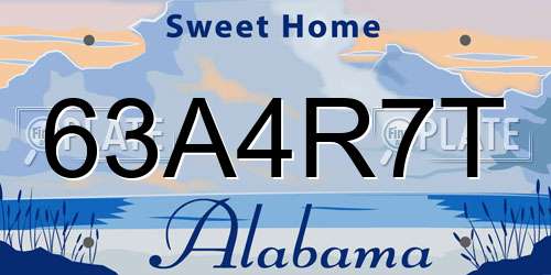63A4R7T Alabama License Plate