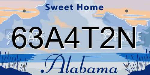 63A4T2N Alabama License Plate