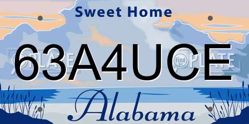 63A4UCE Alabama License Plate