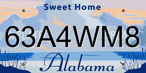63A4WM8 Alabama License Plate