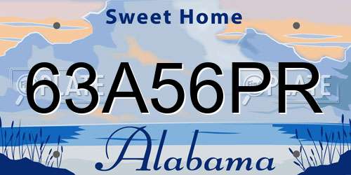 63A56PR Alabama License Plate