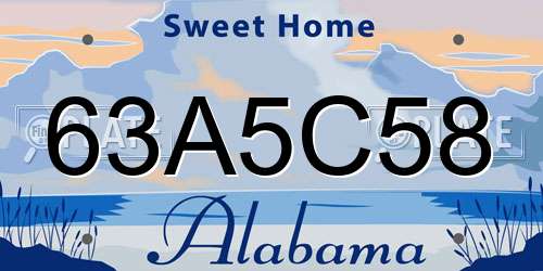 63A5C58 Alabama License Plate