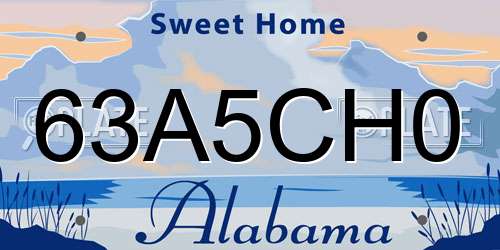 63A5CH0 Alabama License Plate
