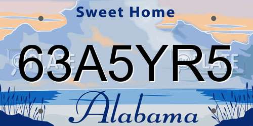 63A5YR5 Alabama License Plate