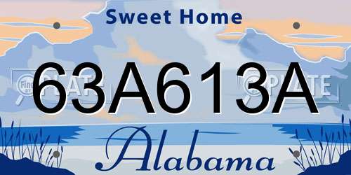 63A613A Alabama License Plate