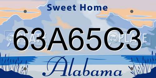 63A65C3 Alabama License Plate