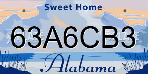 63A6CB3 Alabama License Plate