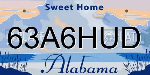 63A6HUD Alabama License Plate