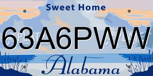 63A6PWW Alabama License Plate