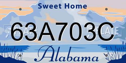 63A703C Alabama License Plate