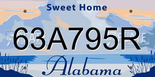63A795R Alabama License Plate
