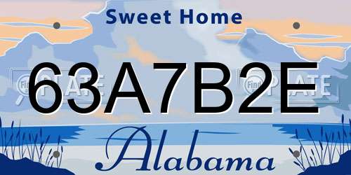 63A7B2E Alabama License Plate