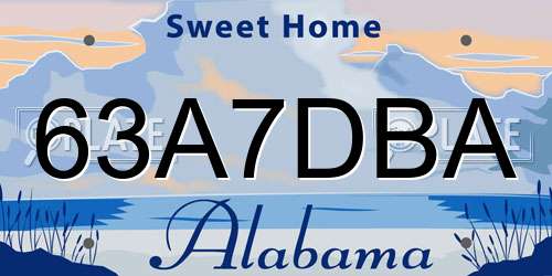 63A7DBA Alabama License Plate