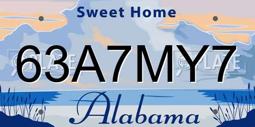 63A7MY7 Alabama License Plate
