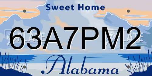 63A7PM2 Alabama License Plate