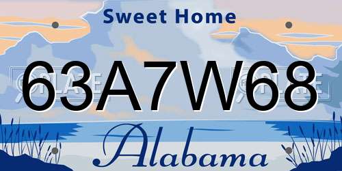 63A7W68 Alabama License Plate