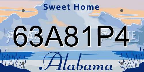 63A81P4 Alabama License Plate