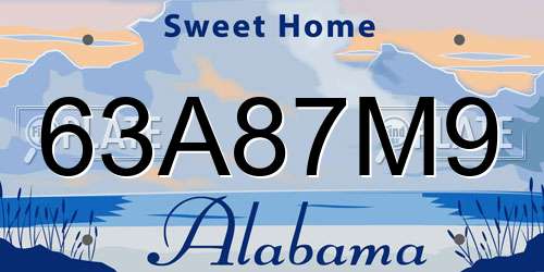 63A87M9 Alabama License Plate