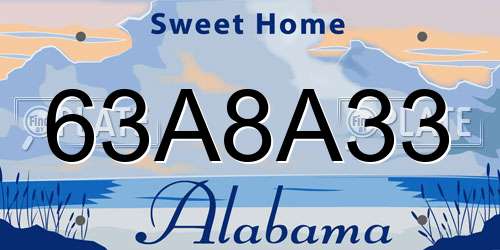 63A8A33 Alabama License Plate