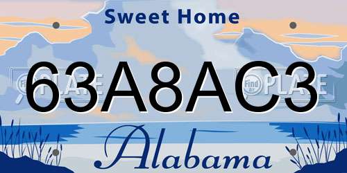 63A8AC3 Alabama License Plate