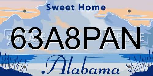 63A8PAN Alabama License Plate