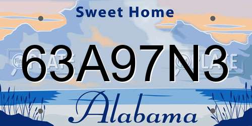 63A97N3 Alabama License Plate