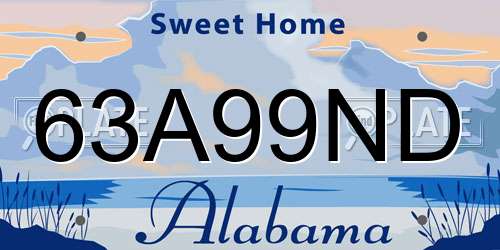 63A99ND Alabama License Plate