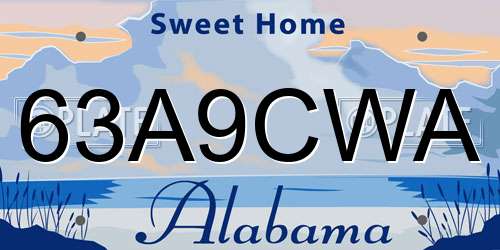 63A9CWA Alabama License Plate