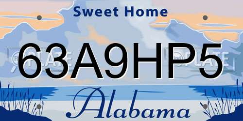 63A9HP5 Alabama License Plate