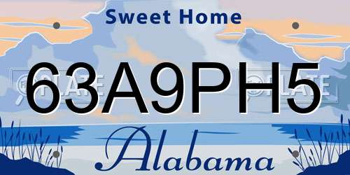 63A9PH5 Alabama License Plate