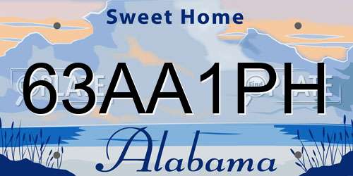 63AA1PH Alabama License Plate