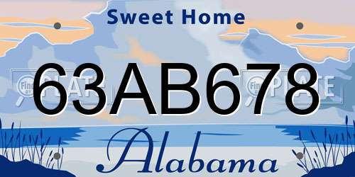63AB678 Alabama License Plate