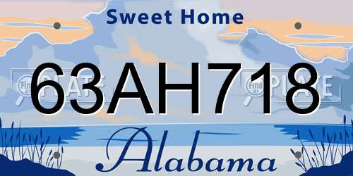 63AH718 Alabama License Plate