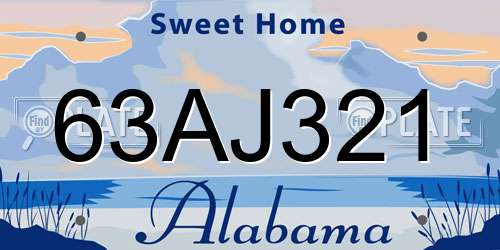 63AJ321 Alabama License Plate