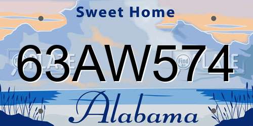 63AW574 Alabama License Plate