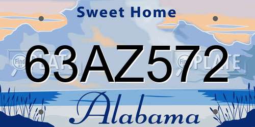 63AZ572 Alabama License Plate