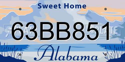 63BB851 Alabama License Plate