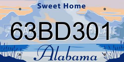63BD301 Alabama License Plate