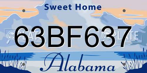 63BF637 Alabama License Plate