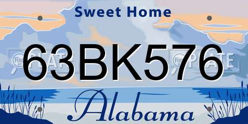63BK576 Alabama License Plate