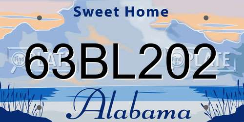 63BL202 Alabama License Plate