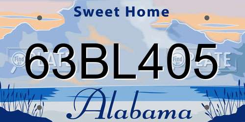 63BL405 Alabama License Plate