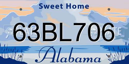 63BL706 Alabama License Plate